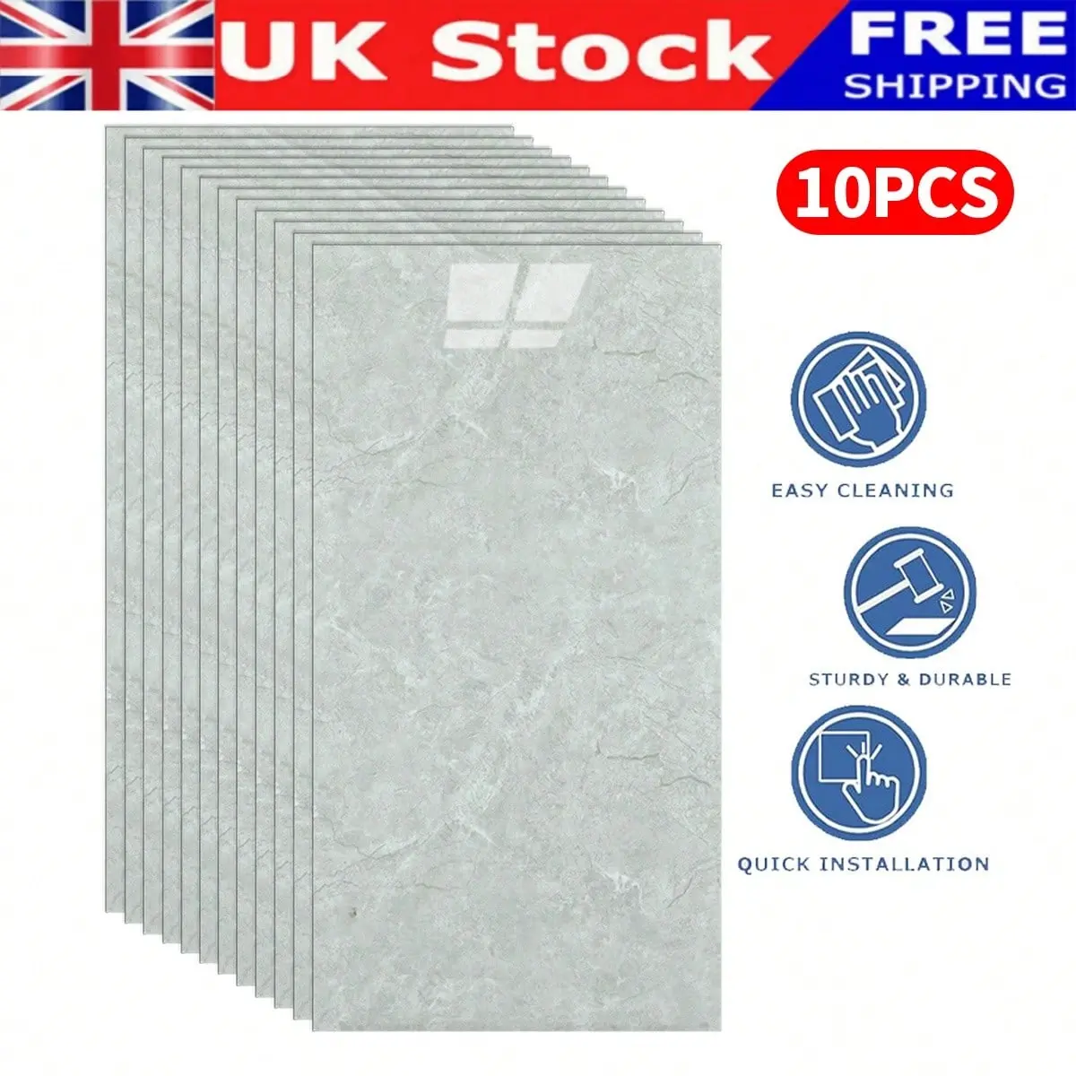 10 Pcs Self-Adhesive Marble Tiles Sticker Stick On Wall Floor Kitchen Bathroom,Waterproof & Moisture-Proof,Renovation Stickers Peel Wall Panels,Wall Paper