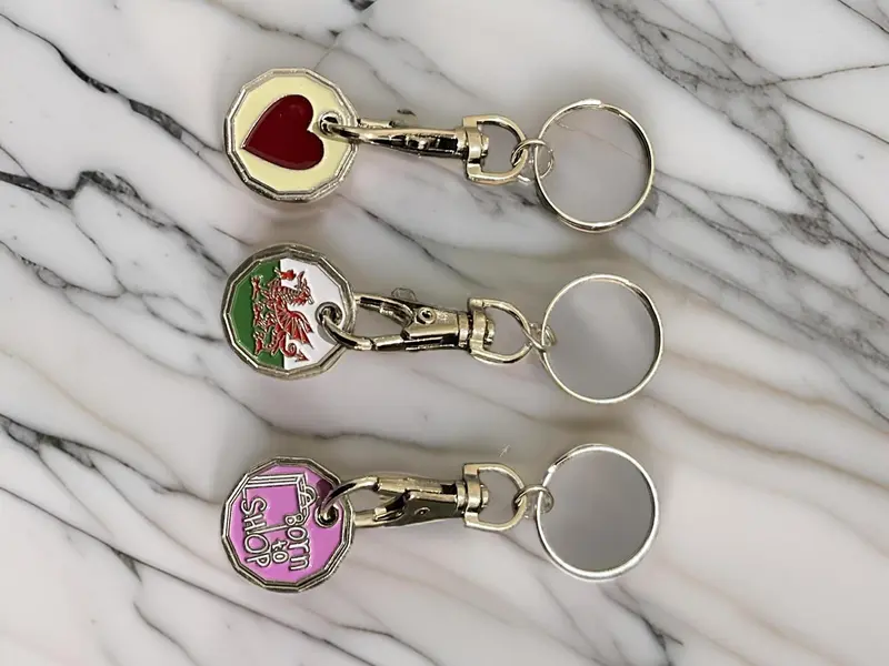 3pcs Shopping Trolley Tokens |Heart Design New Shape 12 Edge Sided | Trolley Token Uk £1 Pound Coin Key Rings | Shopping Trolly Keyring Clasp for Supermarket Gym Lockers | Valentines Gifts For Her 0