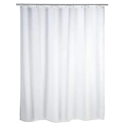 KAV Polyester Soft fabric Shower Curtain Mould and Mildew Resistant Solid White and Snow White Matching Hooks - Machine Washable 71x71 Inch (180 x 180cm ) 3
