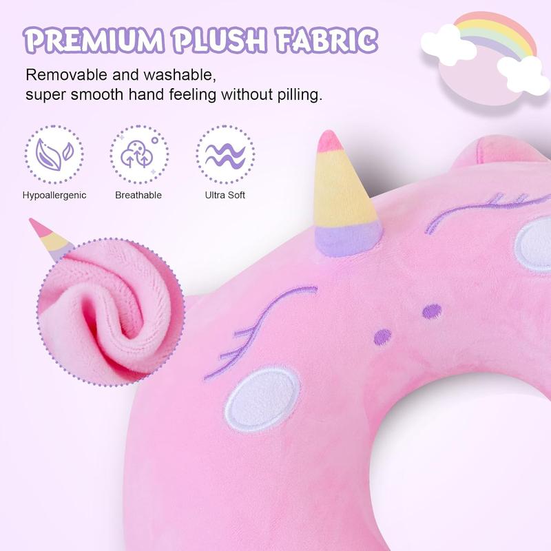 Cute Memory Foam Kids Travel Pillow with Sleep Mask - Animal Flight Pillow Head Rest Neck Support for Boys and Girls on Long Flights and Car Journeys 2
