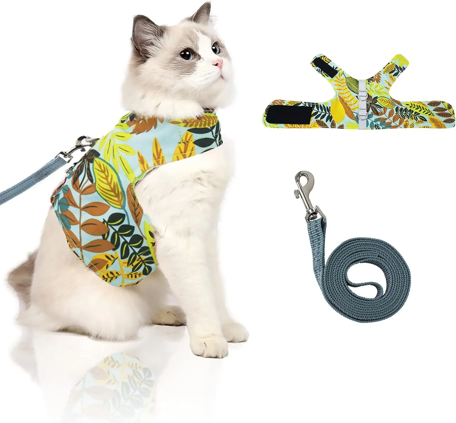Cat Harness and Leash HiPet for Walking Escape Proof Air Mesh Fabric Holster Out