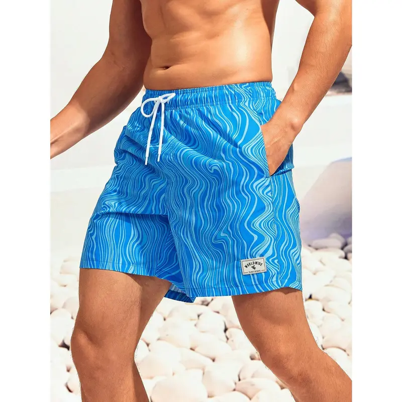 Manfinity Swimmode Men Letter Patched Detail Drawstring Waist Swim Trunks 5