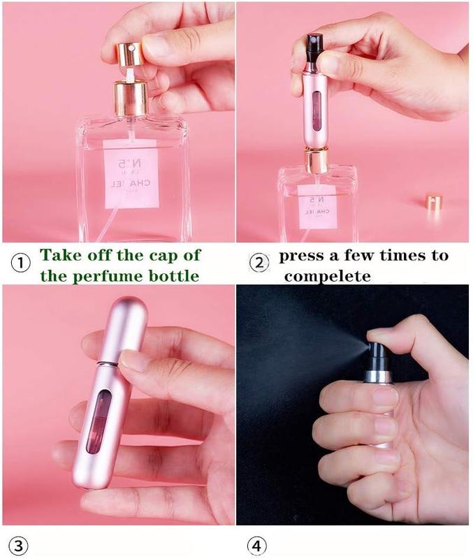 5pcs Mini Refillable Perfume Atomizer | 5ml Portable Travel Spray Bottles | Visual Window, Pocket-Sized for Purse & Luggage Organiser Fragrance Set 7