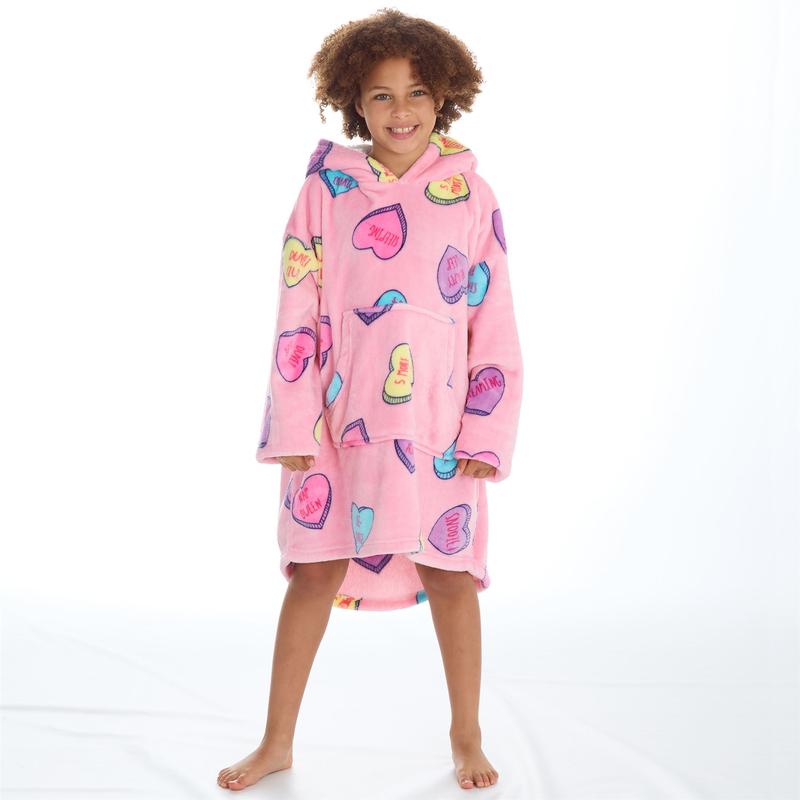Girls Oversized Hoodie Love Heart Design Age 10 Years plus Soft Fleecy Fabric Cosy Lined Hood and Kangaroo  Pockets 3