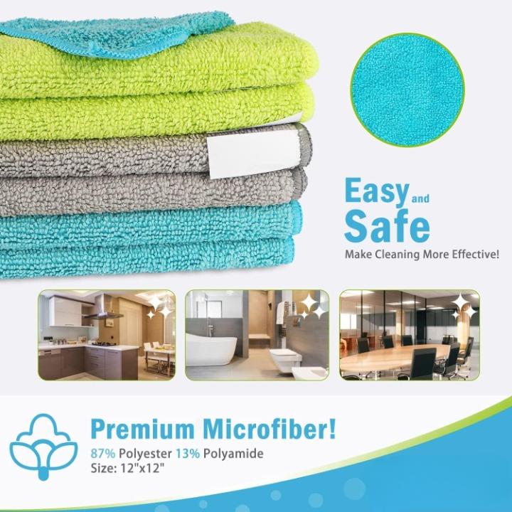 Microfibre Cleaning Cloths Pack of 100, Multifunctional Reusable Microfibre Cleaning Towels, Lint Free Streak Free Washable Cloth Duster for House, Kitchen, Car, Motorbike, Windows 30 x30 cm 6