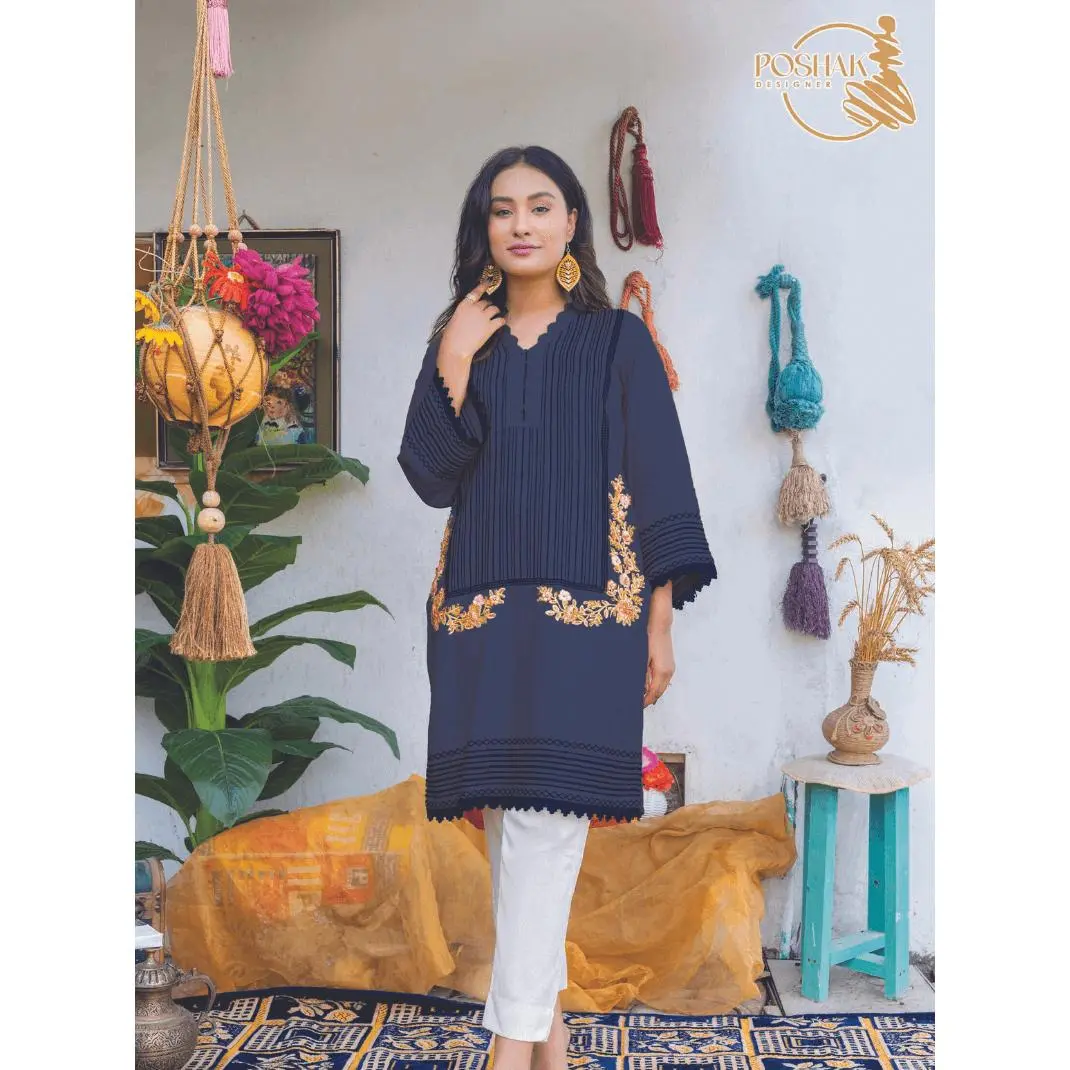 |PDK-1102-3| - 2 Piece Embroidered Swiss Linen Set in Dark Gray From Naaz Collection By Poshak Designer Casual Comfort