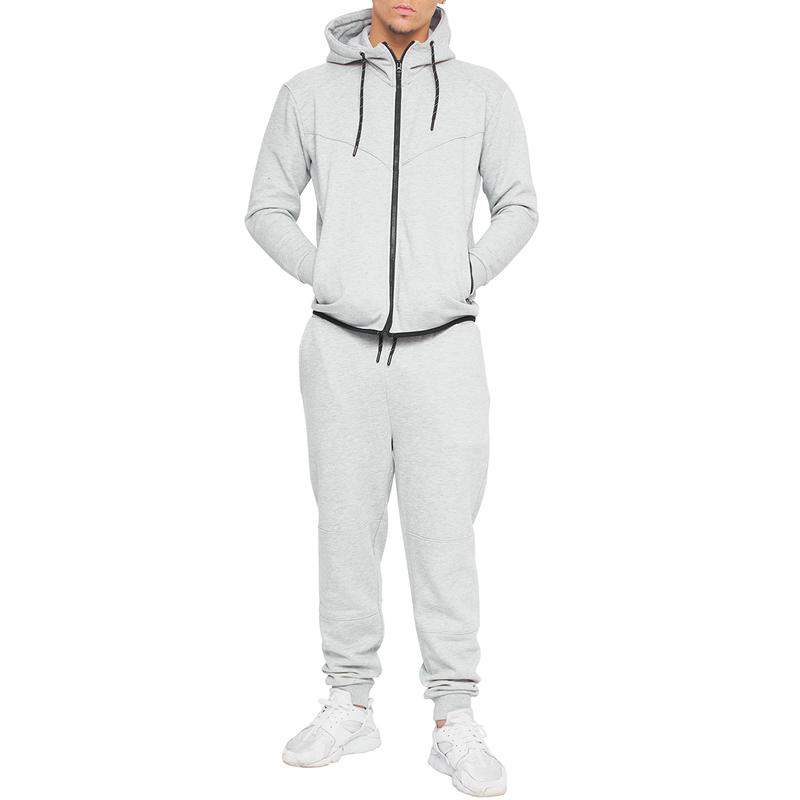 Men’s Slim Fit Tracksuits Full Sleeve Fleece Zip Up Hooded 2 pcs Cord set Gym wear & Loungwear 1