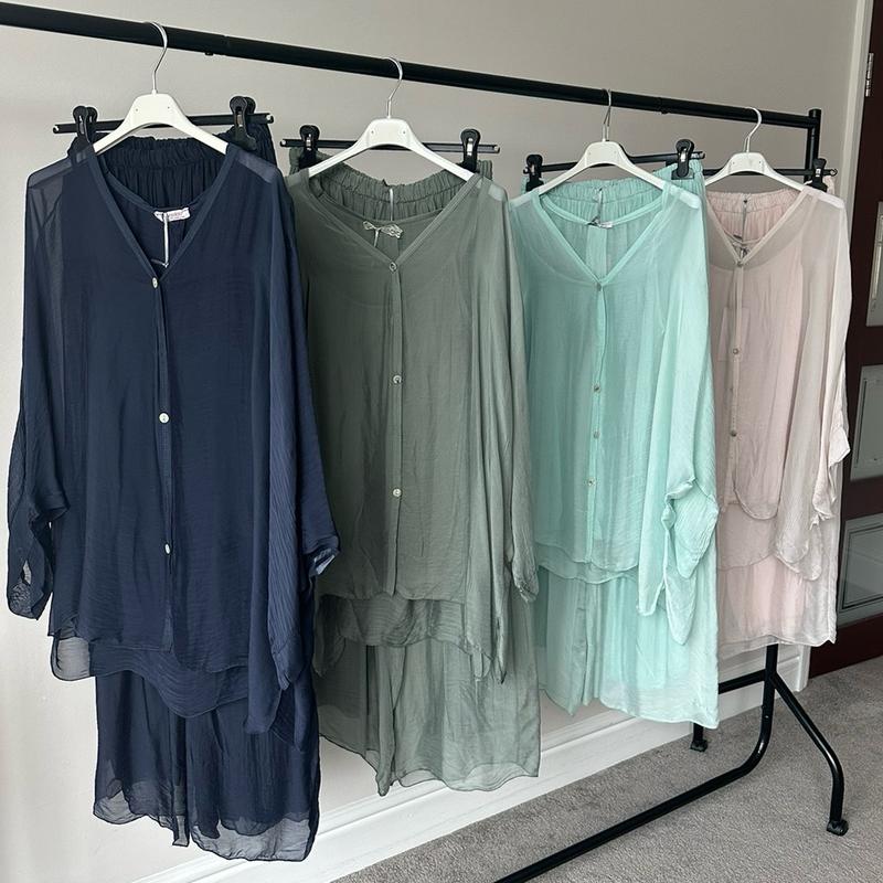 Plain Lightweight, Chiffon-Silk Feel, Summer Coords Button 1