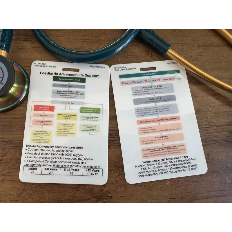 Set of 13 Healthcare, Nursing, Medical Educational Pocket Cards including Sepsis Screening Tools, Adult ALS, Paediatric ALS/ Anaphylaxis, TST 2
