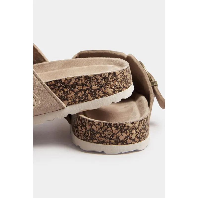 LTS Beige Brown Faux Suede Clogs In Standard Fit 3