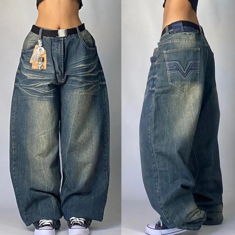 Streetwear New Fashion Oversized Print Baggy Jeans Y2K Harajuku Hip-hop Vintage Pop Gothic High Waist Wide-leg Pants Trousers 4