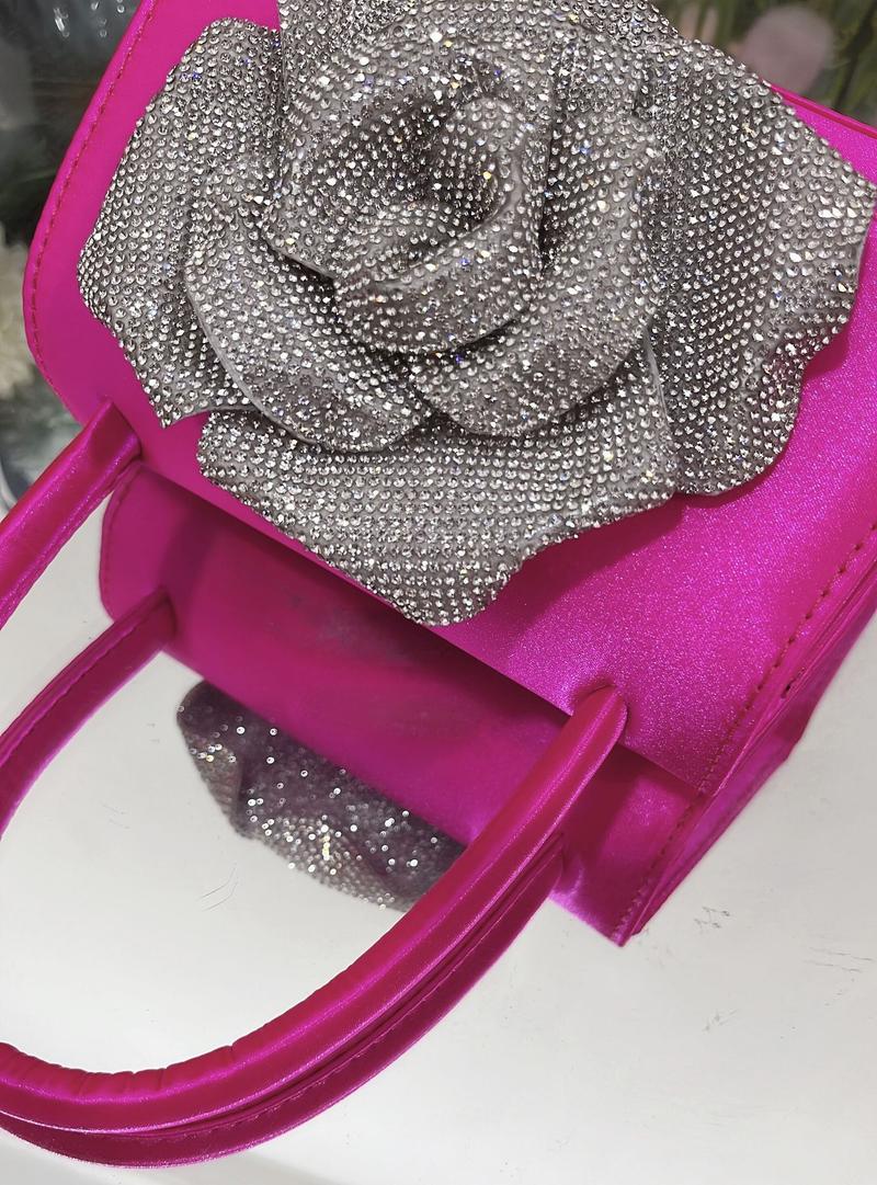 Product Introduction of New Arrival Trendy Women Chic Round Satin Crossbody Hand Bag with Round Bling Crystal Handle Evening Party Bag Purse 18