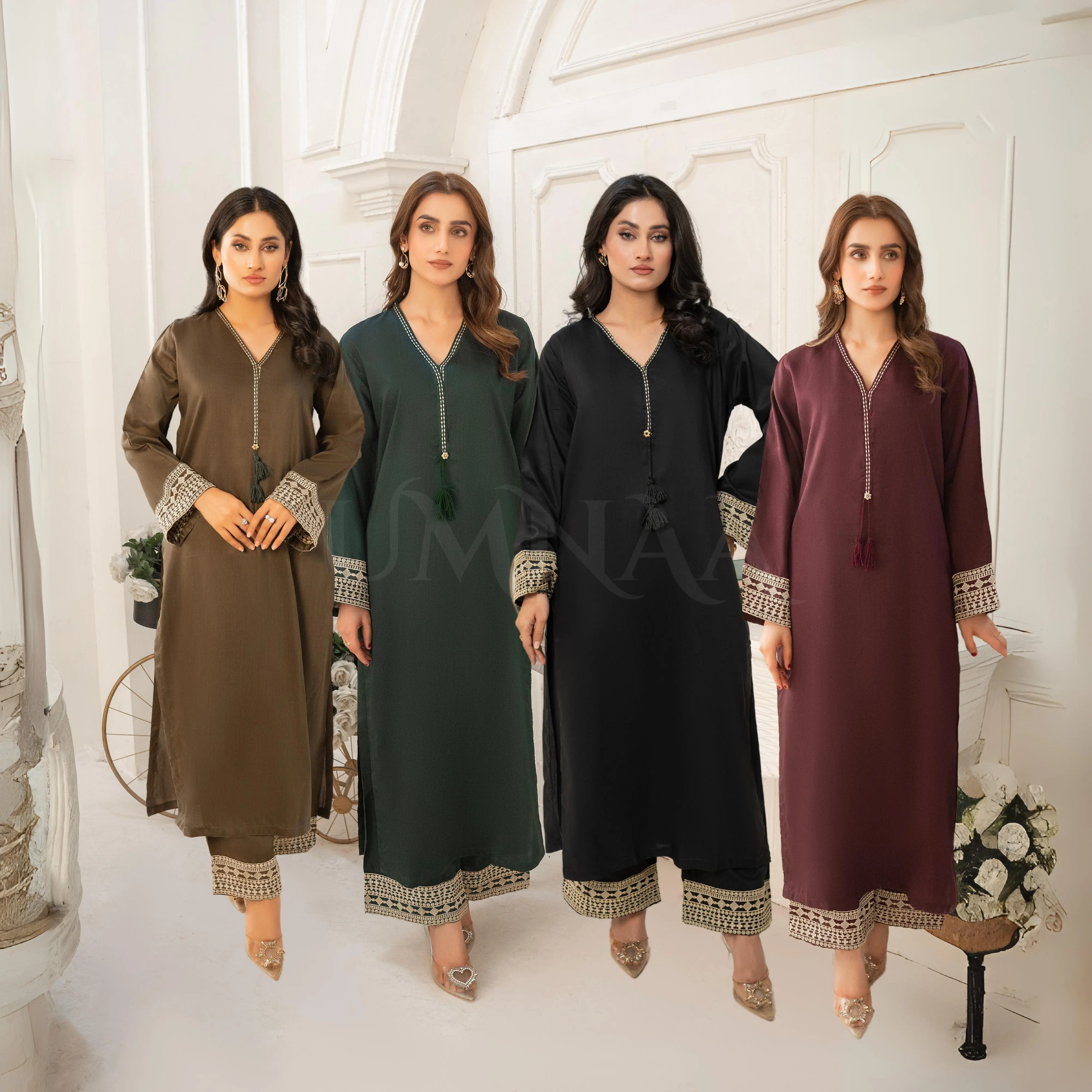 Embroidered Viscose Linen  2 Pc Pakistani Co Ord Set Dress | Ready to wear | UMNAA