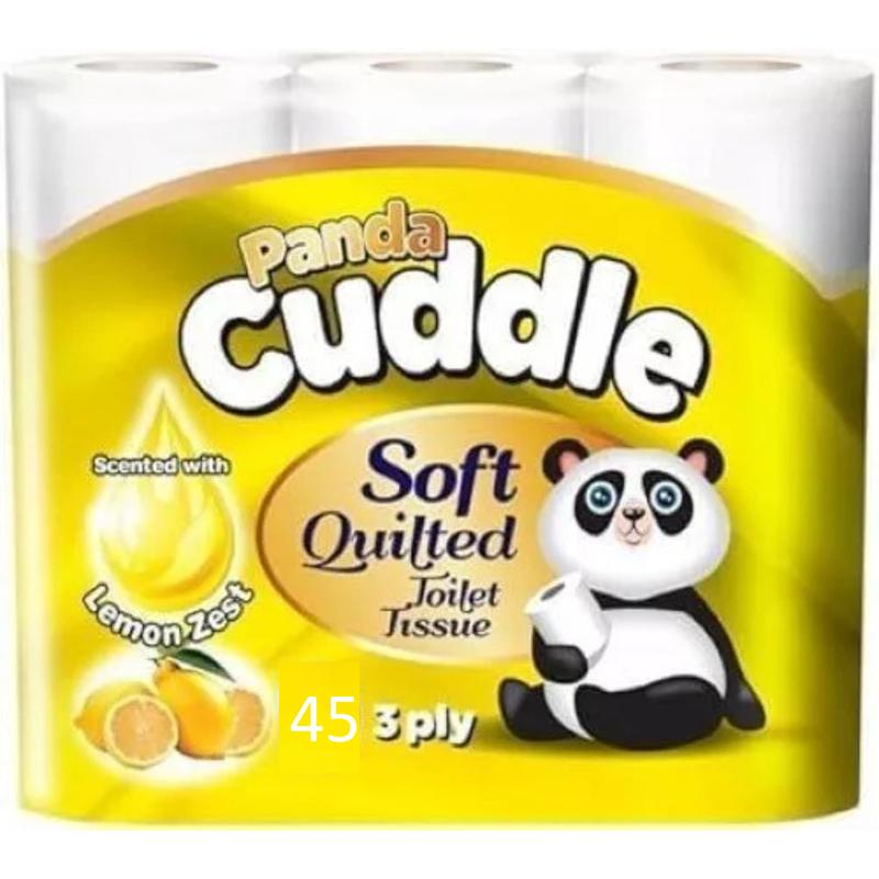Panda Cuddle Classic | Aloe Vera | Lemon Soft Quilted 3 Ply  lightweight Toilet Tissue Roll bathroom Ultimate Comfort (Pack of 45) cheapest  eco-friendly strong toilet paper & wipes perfumescented 4