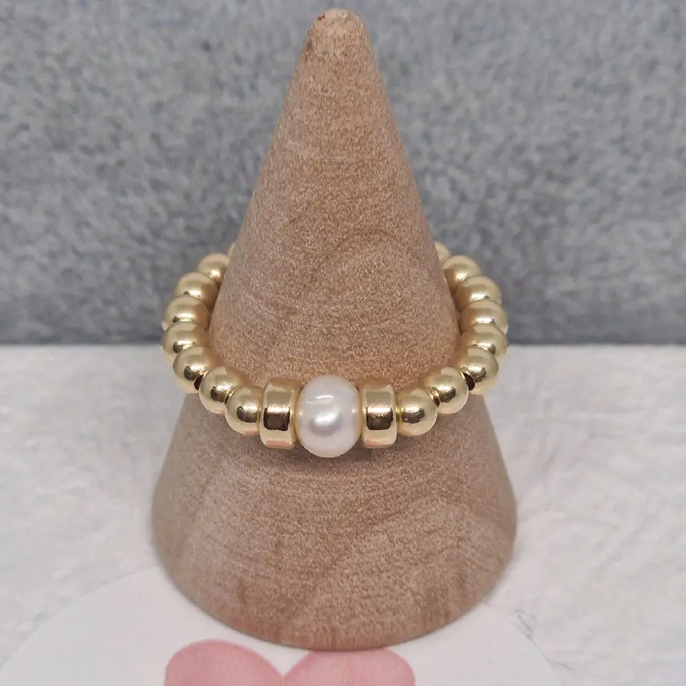 Gold-filled, pearl stacker ring