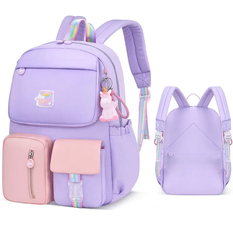 Water Resistant Children School Bags for Girls Primary School Backpack Schoolbag for Kids - Purple+Pink 0