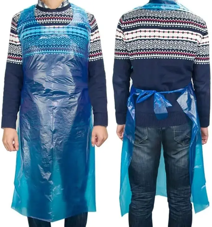 HOT BARGAINS 100 X Disposable Blue Arm Covers + 100 x Blue Aprons Combo Waterproof Arm Sleeves and Aprons For Cooking, Medical, Cleaning Etc. Kitchen Pack Kitchen Pack Kitchen Pack Plastic 2