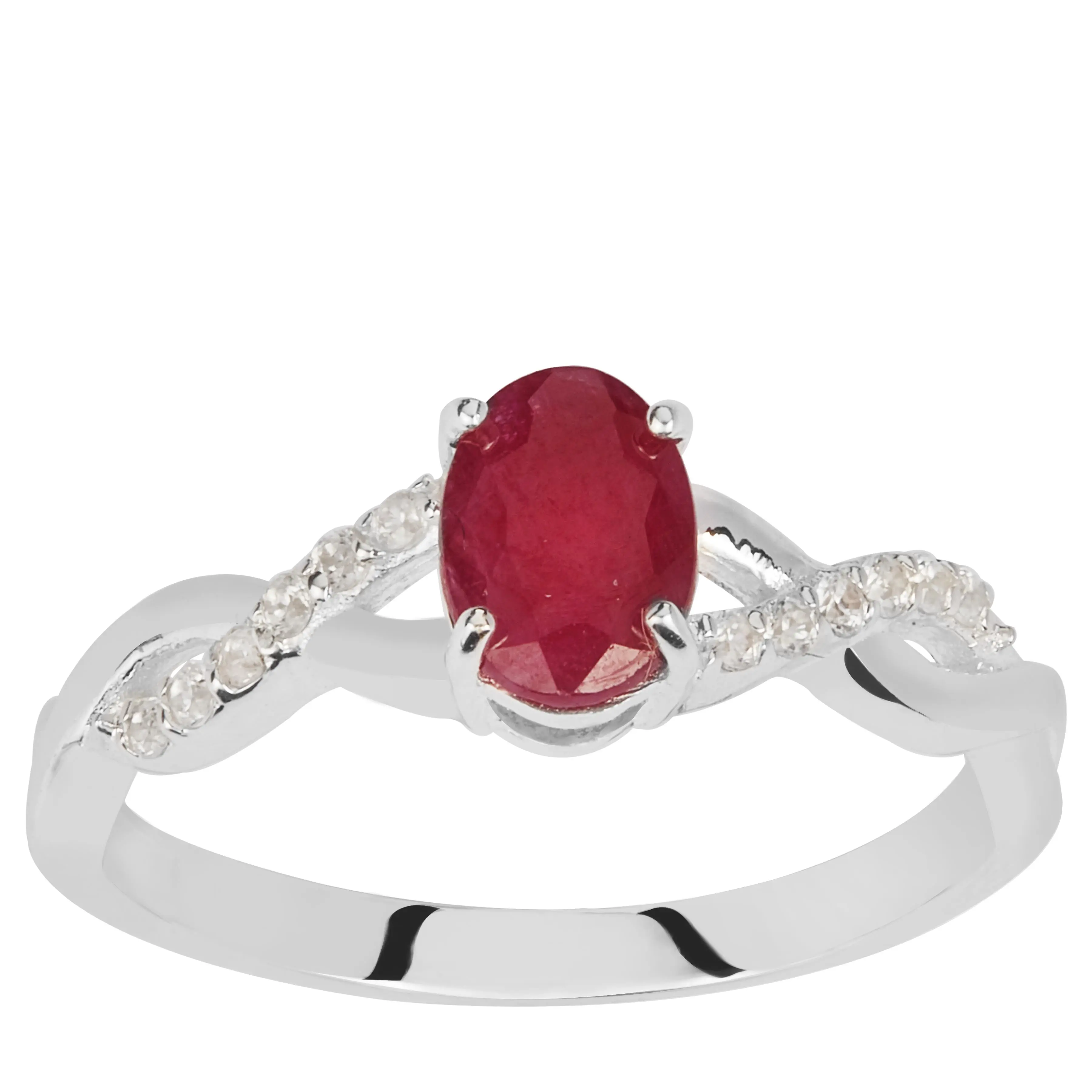 Luc Yen Red Ruby & White Zircon Sterling Silver Ring