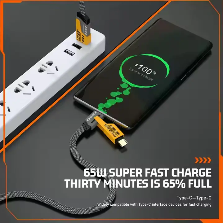 Universal 4-in-1 Cable Fast Charging & Data Transfer iOS Android USB-C Lightning USB-A USB 2.0 Alloy Smartphone Charger Cellphone Durable Electronic Sync 5