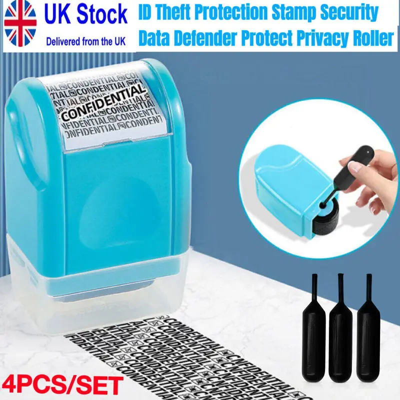 Identity Theft Stamp Identity Guard Roller Stamp Wide Rolling Security Stamp Includ Refills Confidential Stamp Secure Confidential ID Blackout Security Anti Theft and Privacy Safety 5