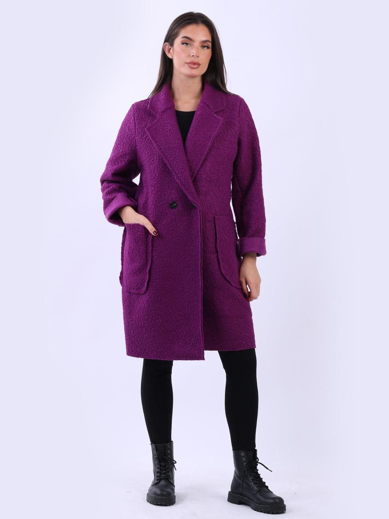 Product Introduction of SUBZY Size: One Size (UK Fit 12-18) Women's Long Sleeves Notch Lapel Collar Plus Size Lagenlook Woolen Coat 10