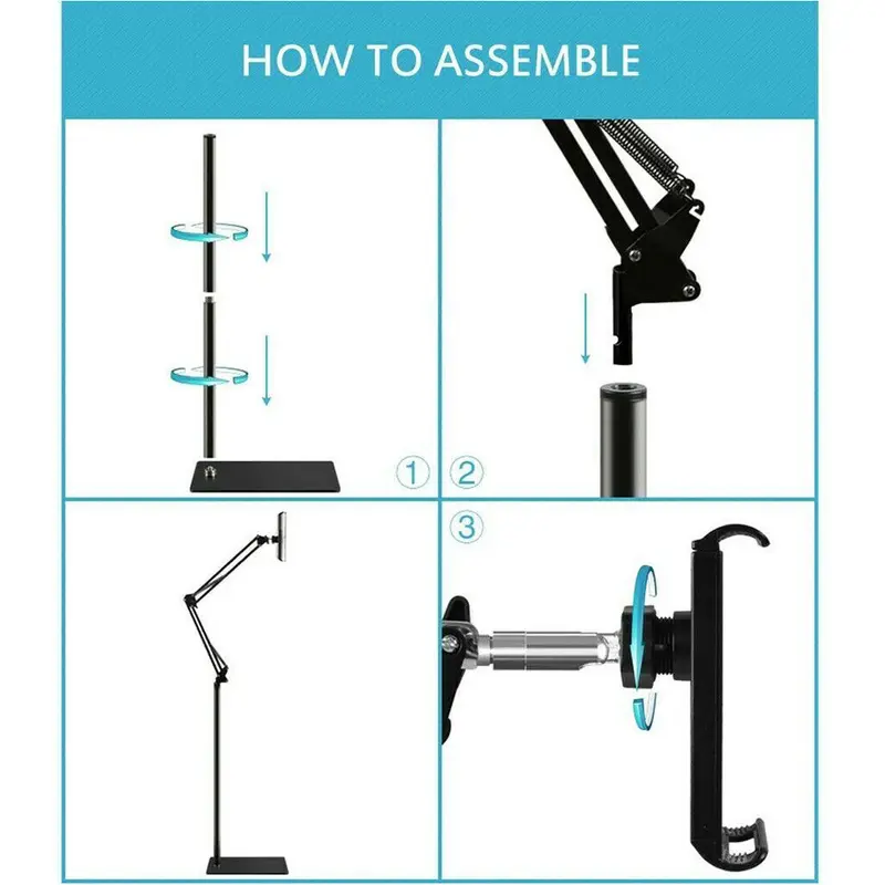 Universal 360° Adjustable Floor Stand Holder for Tablet/iPad/Phone 3.5-11in 1