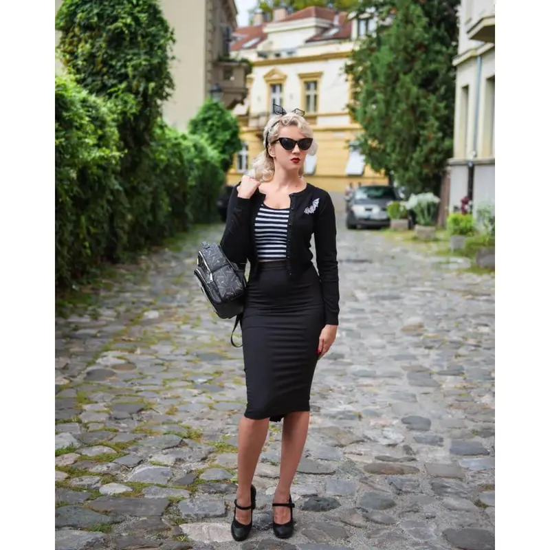 Ro Rox Joan 1950's Retro Vintage Style Pencil Skirt, Black 1
