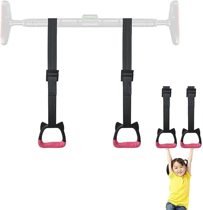 Adjustable Gymnastics Rings for Kids Bars, Exercise Hanging Rings with Straps Professional Fitness Rings Pull Up Rings, Home Exercise Rings