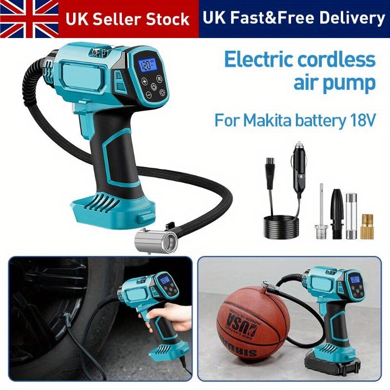 1pc Makita Cordless Air Pump for Car Tires, 18V 160PSI with 3m Power Cord & 4 Accessories, Multi-Function Wireless Electric Tire Inflator with LED Light, PVC Material 1