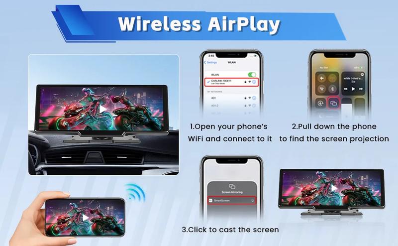 Product Introduction of Universal Portable Car Stereo Wireless Apple Carplay/Android Auto 10.26'' HD Touch Screen Car Play Navigation with Voice Control 17