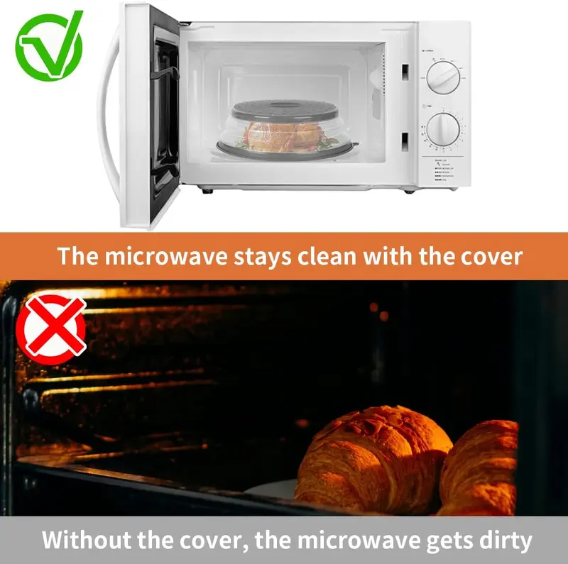 Microwave Food Plate Cover - Vented, Splatter Protector & Dishwasher Safe Containers Kitchen Utensils Handheld 4