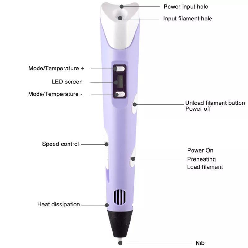 3D Drawing Printing Pen with LCD Screen - PLA ABS Filament Toys for Kids 2