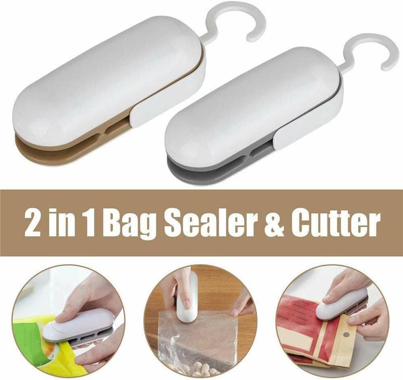 Quality You Like Mini Bag Sealer, Portable Heat Vacuum Sealers Plastic Sealer, 2 in 1 Heat Seal and Cutter Mini Food Sealer For Plastic Bags (Gray) 4