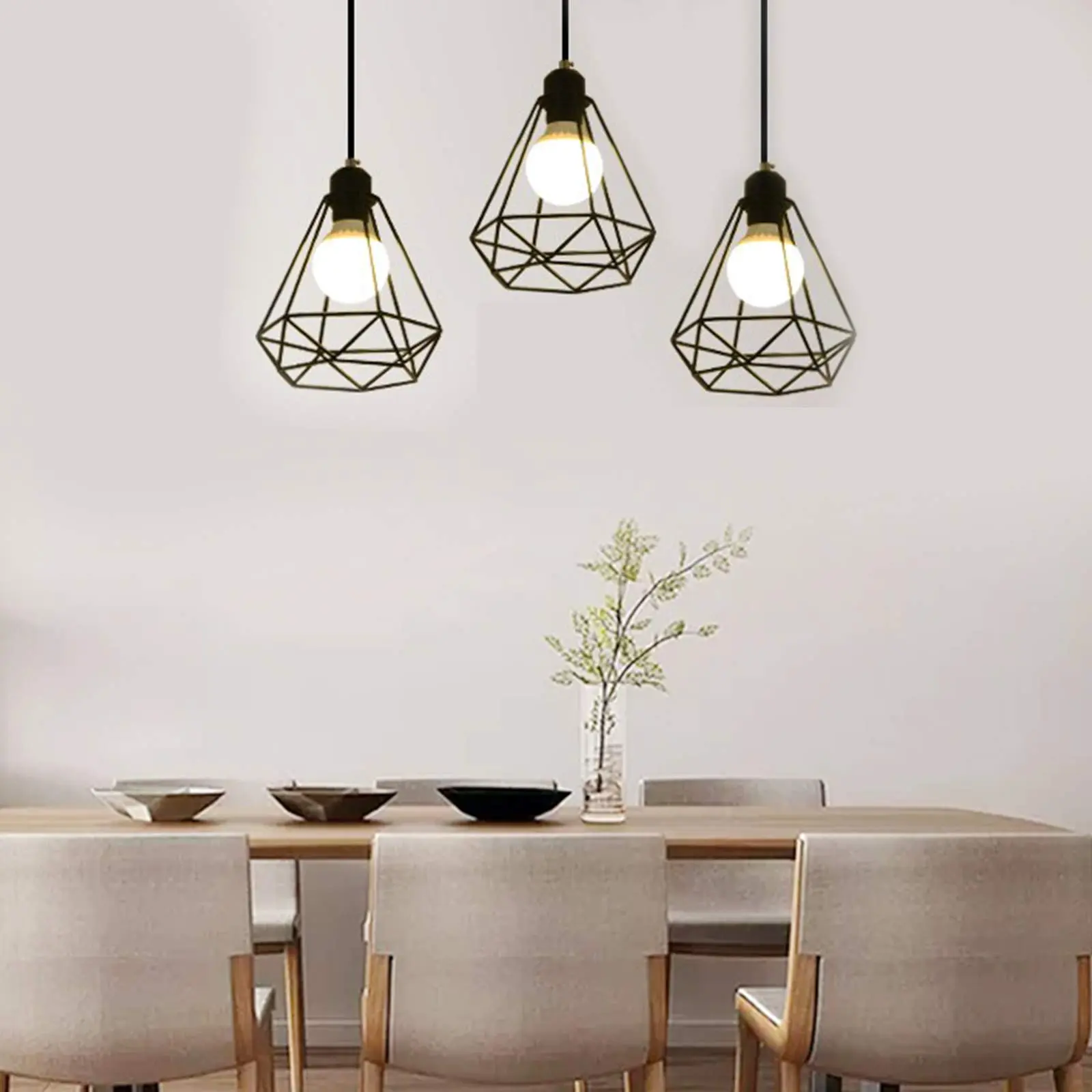 GoDyna 2PCS Vintage Birdcage Lampshade Retro DIY Black Lampshade Metal Wire Cage Lamp Shade Industrial Geometric Ceiling Pendant Light Shade for Wall Light Kitchen Living Room Hallway Indoor Outside