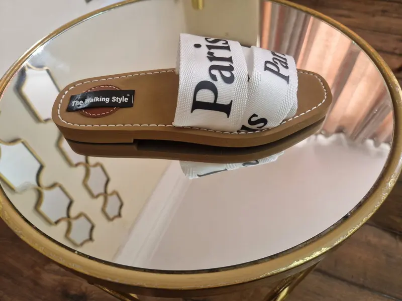 The Walking Style Women's Paris Printed Logo Flats Sliders Shoes 2