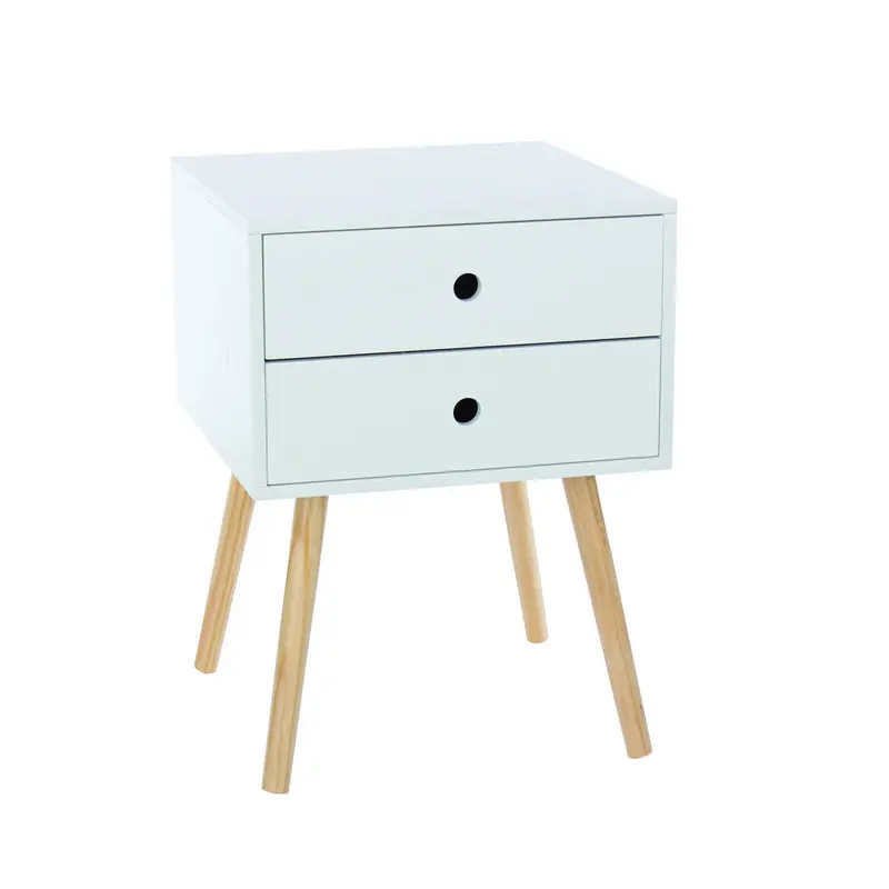 Bedside Table with Solid Wood Legs, 2 Drawers, 3 Colours - Compact Storage Unit for Bedroom Furniture 4