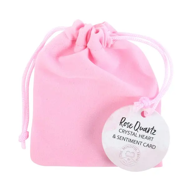 I Love You Rose Quartz Crystal Heart in a Bag 2