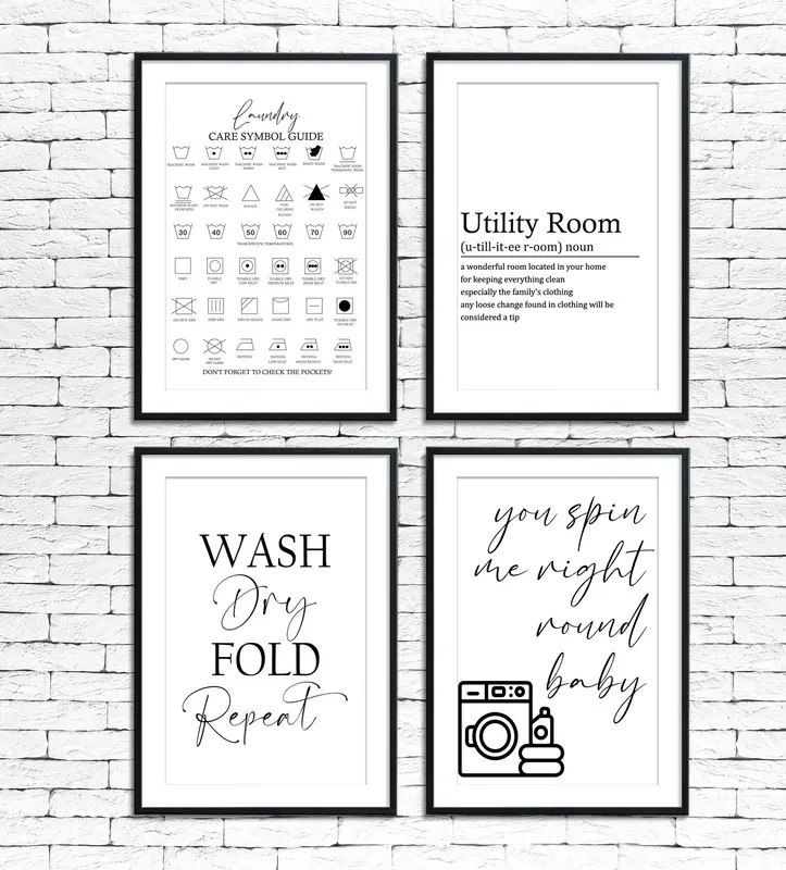 Funny Laundry/ Washing Prints - 8 Designs, 6 Sizes, Minimalist Wall Art Poster. Utility Room Pictures  Funny Home Gift, Typography Print Unframed 1