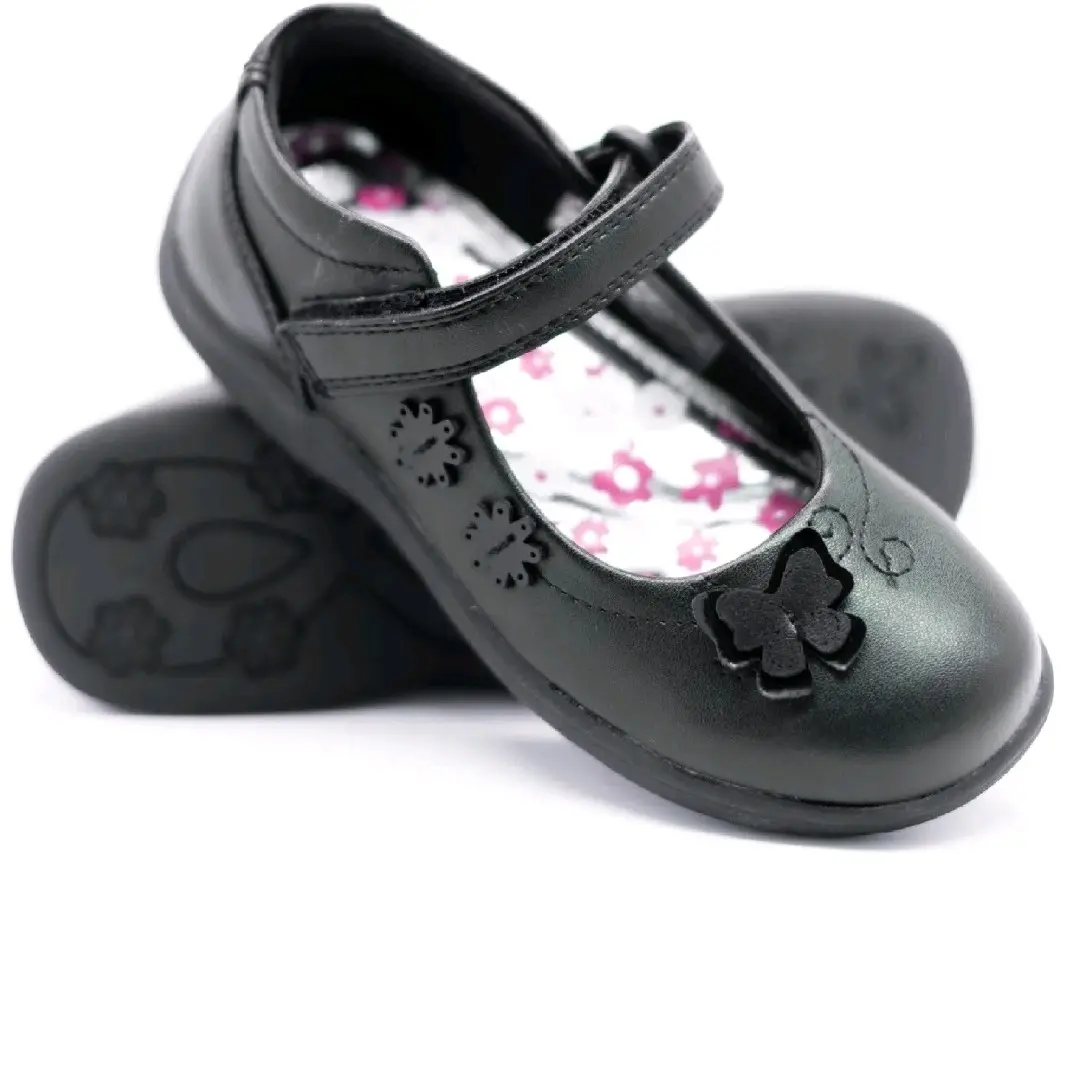 GIRLS BLACK SCHOOL SHOES STRAPPY