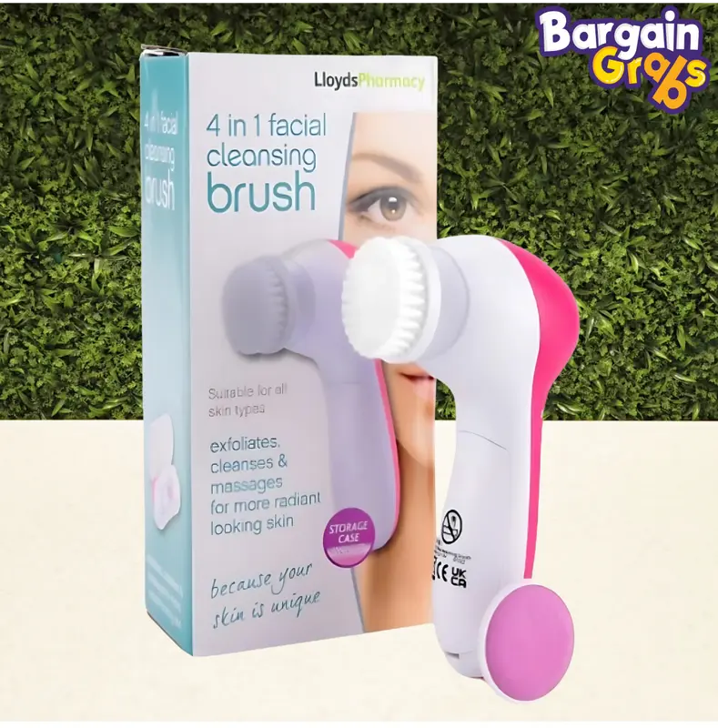 Lloyds Pharmacy 4 in 1 Skin Cleansing Face Brush - NEW - 4 Interchangeable Heads Multifunction Face Cleaning Exfoliating Pores Cleanse Facial Comfort 1