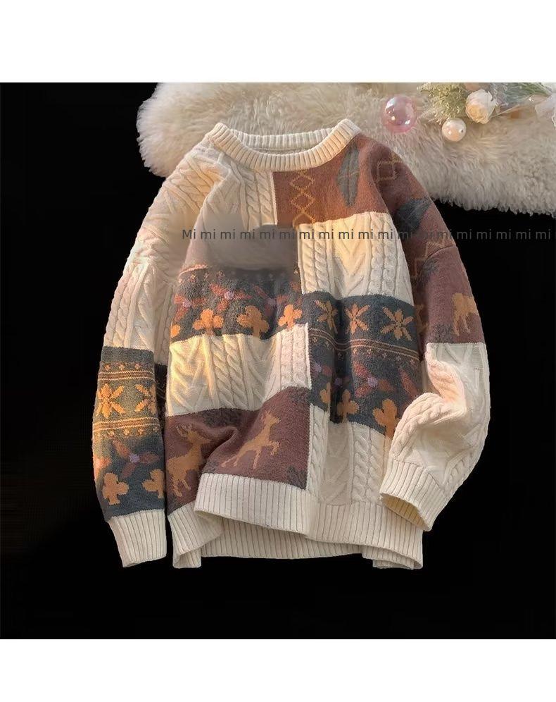 Product Introduction of Clothing 1970s Retro Lazy Winter Knitted Sweater Loose Wool Coat Men Slim Fit Long Sleeve Shirt Travel Casual Occasions Lucky Fashion 5