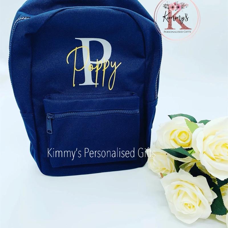 Navy backpack, personalised backpack, nursery backpack, personalised changing bag, back to school bag, children’s backpack 2