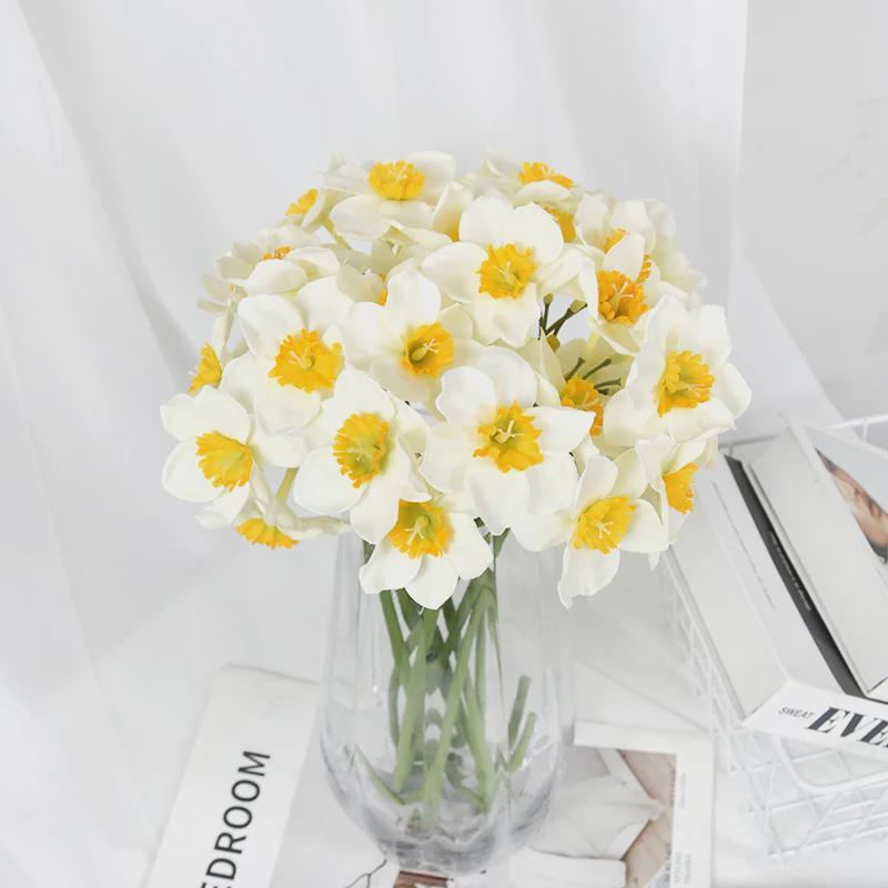 6pcs Artificial Narcissus Flower Bouquet Home Garden Room Desktop Fake Flower Decoration Wedding Festival Party Daffodil Decor Decorative Fruit 3