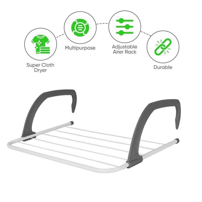 1x GREY Over Radiator Clothes Airer Accessories Laundry Plastic Rack 3
