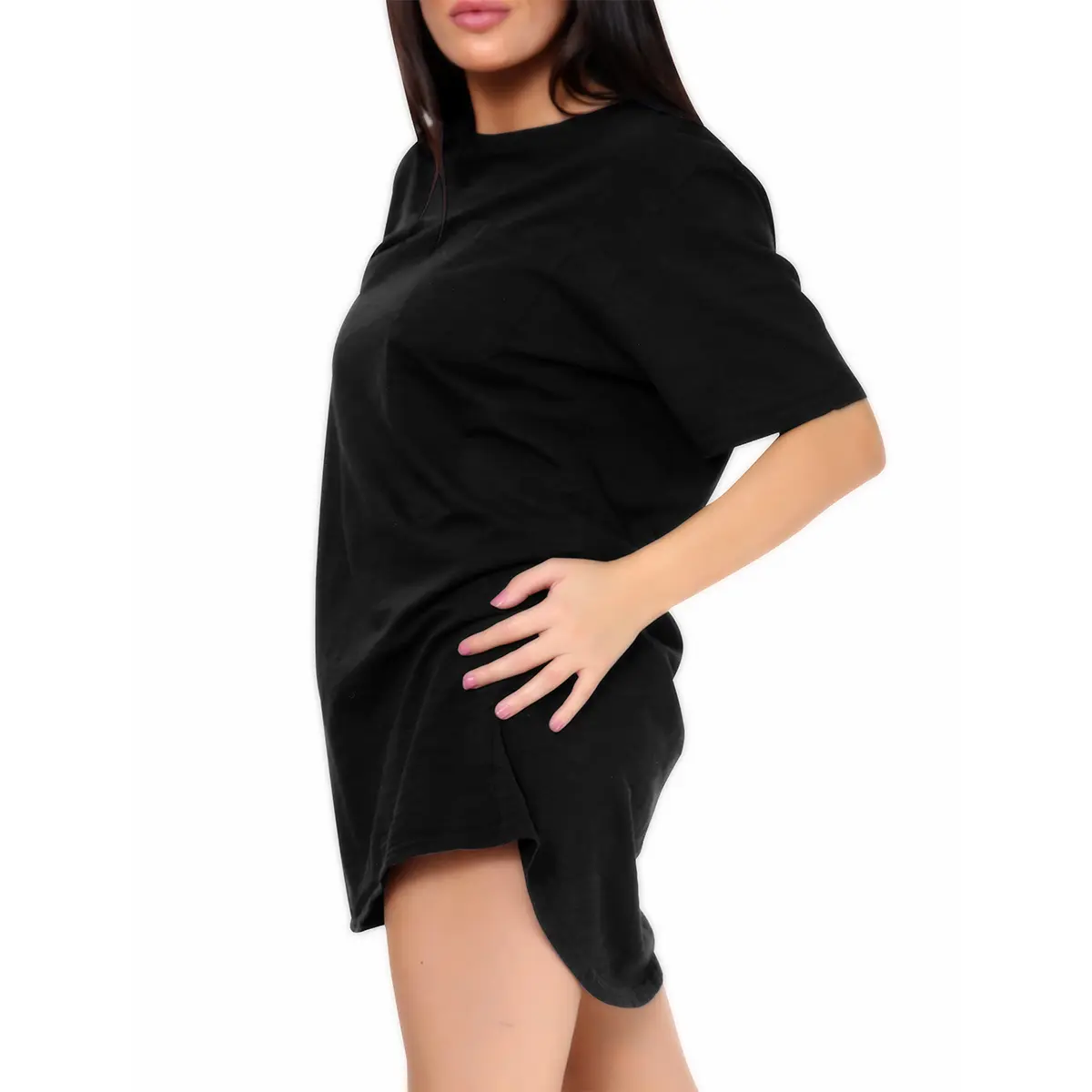 Love My Fashions Womens Soft Cotton Nightwear Long T-Shirt Nightdress Front Pocket Crew Neck Short Sleeves Comfy Sleepwear for Ladies