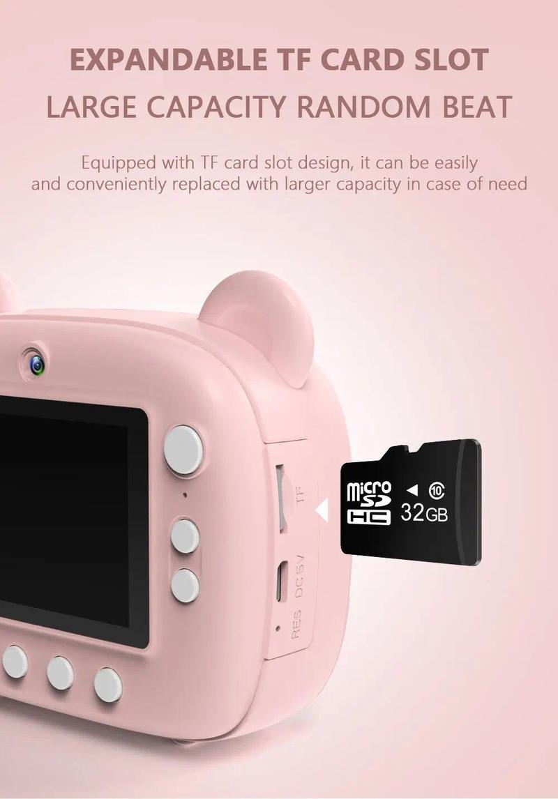 Product Introduction of Children Digital Camera Instant Print for Kids Thermal Print Camera Instant Photo Printing Camera Video Toys+32G Memory Card 46