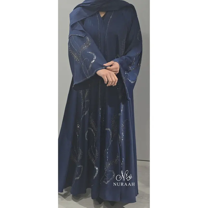 (NURAAH) SIMRA EMBELLISHED FLARED ABAYA (with scarf and belt) 0