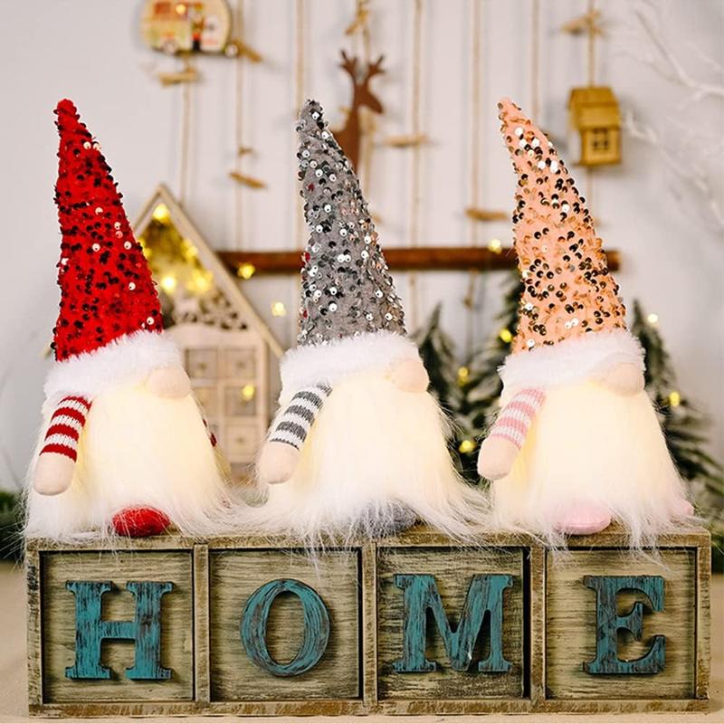 Gonk, Gonks Christmas, Nisse 3pcs Lighted Sequins Christmas Tree Gnome, Christmas Light Up Ornaments, Christmas Table Decoration, Gnome Christmas Tree Decorations, Scandinavian Elf Ornaments Chirstams Chirstams 1