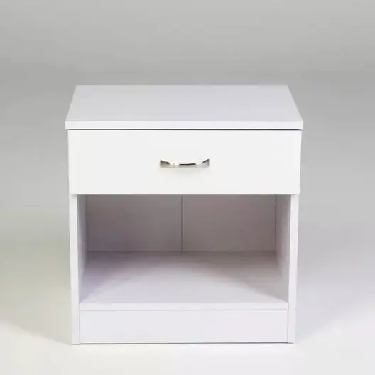 HARMIN Pair of White on White Bedside Cabinets WITH HIGH GLOSS DRAWER FRONTS 2