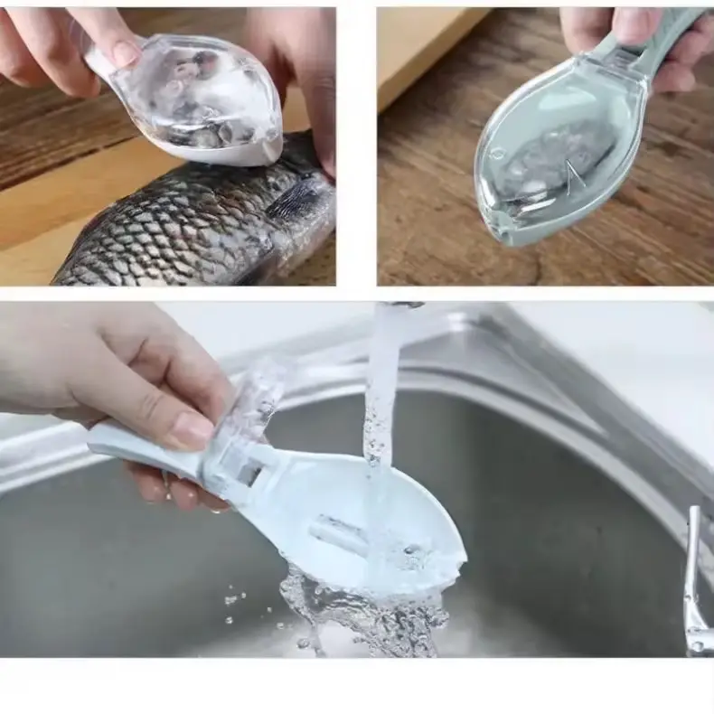 Fish Scale Scraper, 1 Count Non-slip Handle Fish Scale Remover, Fish Scale Cleaner for Home kitchen Utensils